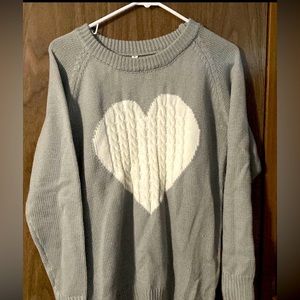 Grey sweater with white heart